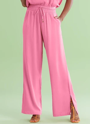 Angel - Calca Wide Leg Viscose Rosa - ANGEL