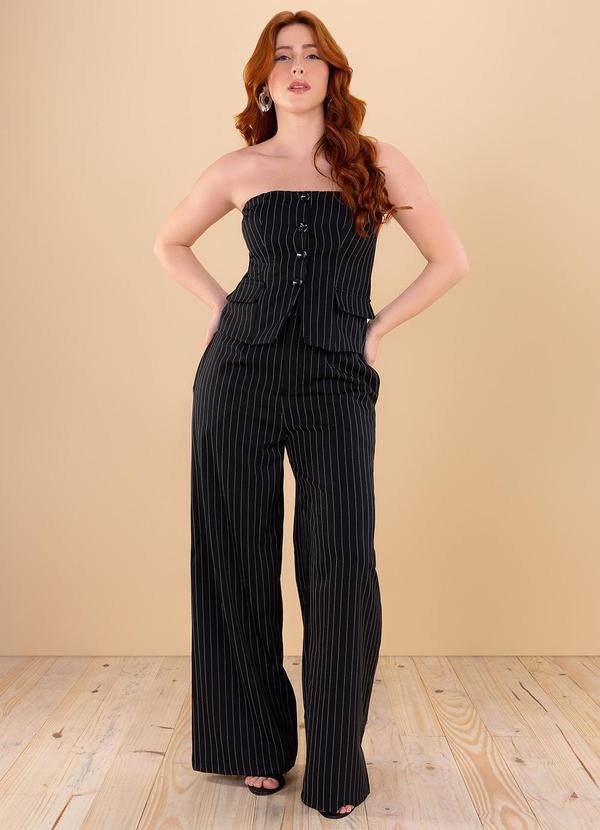 Angel - Calça Wide Risca Giz Preto