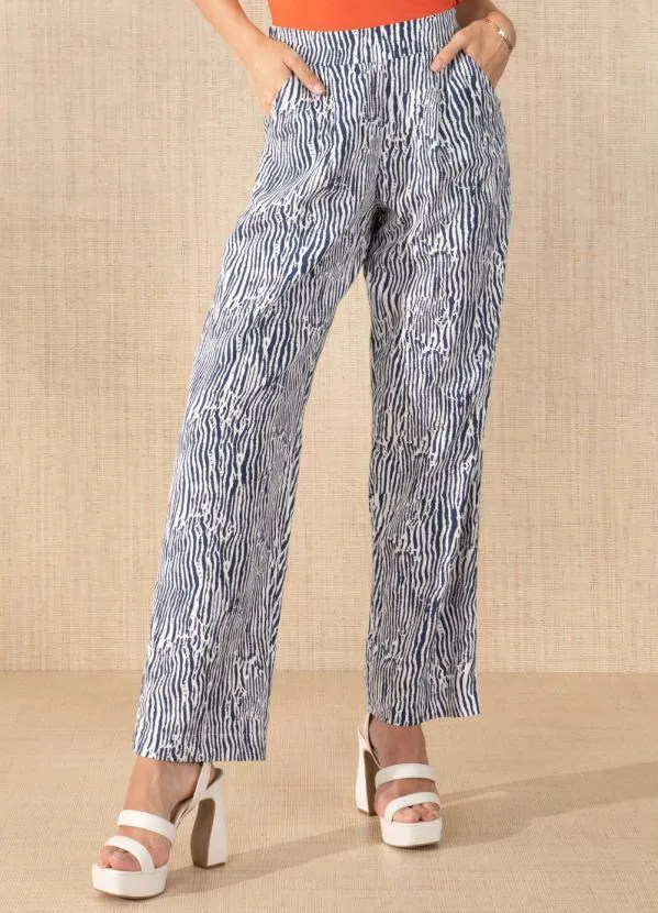 Quintess - Calça Zebra Marinho com Bolsos
