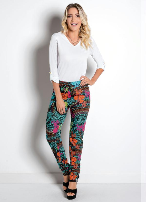 Moda Pop - Calça Jogger Estampada com Amarração 3