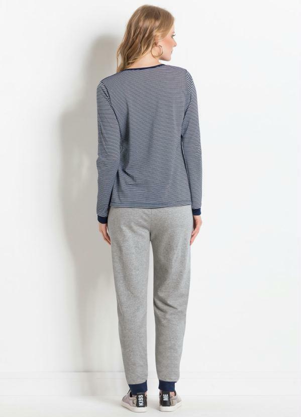 Moda Pop - Calça Jogging Mescla e Marinho Bolsos Funcionais 4