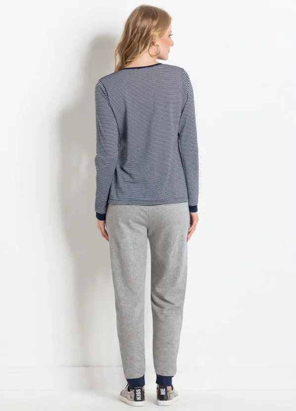 Moda Pop - Calça Jogging Mescla e Marinho Bolsos Funcionais 4