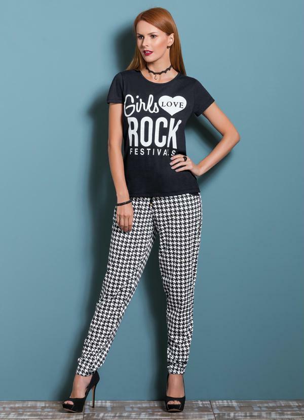 Outlet - Calça Preta e Pied Poule com Bolsos Funcionais 3