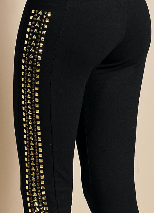 Quintess - Calça Legging Preta e Dourada com Tachas 4