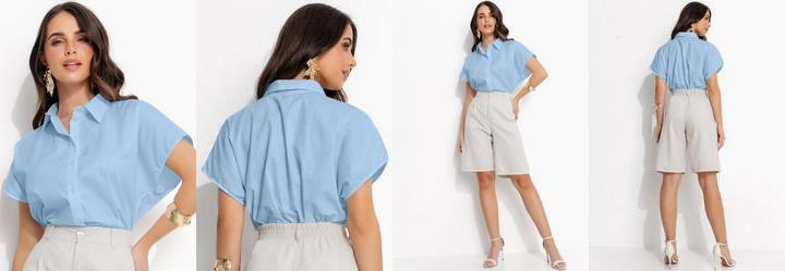 Blusa Azul Beb em Tricoline