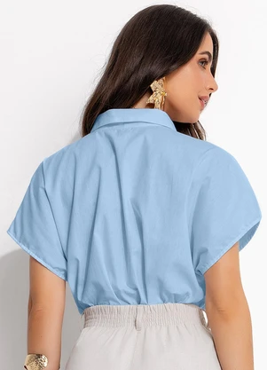 Quintess - Blusa Azul Bebê em Tricoline - QUINTESS