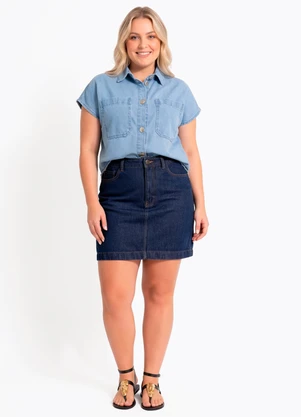 Quintess - Blusa Azul Claro em Jeans - QUINTESS