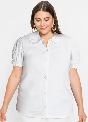 bonprix - Blusa Branca em Jeans Leve - BONPRIX