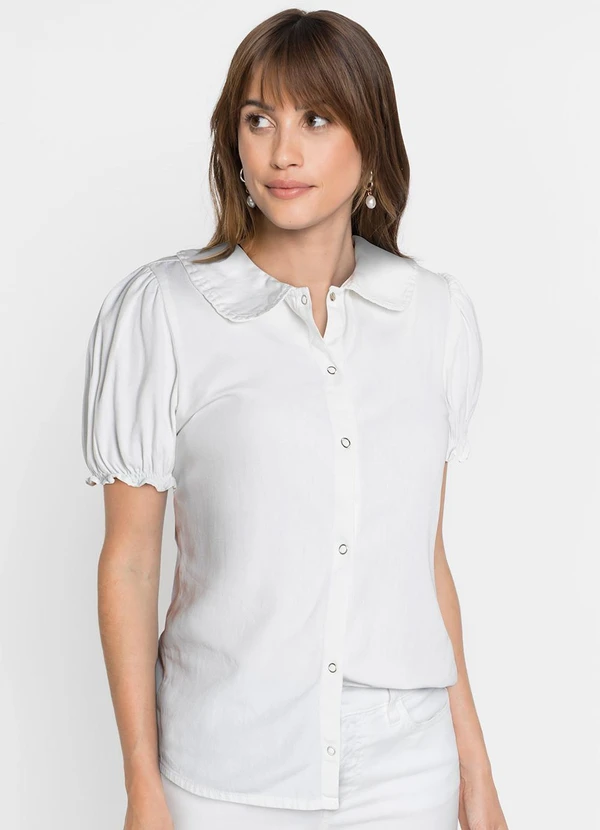 bonprix - Blusa Branca em Jeans Leve
