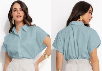 Blusa Cinza Claro em Tricoline