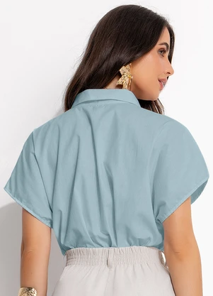 Quintess - Blusa Cinza Claro em Tricoline - QUINTESS