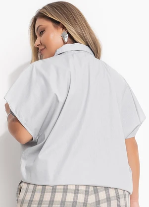 Quintess - Blusa Cinza Claro em Tricoline - QUINTESS