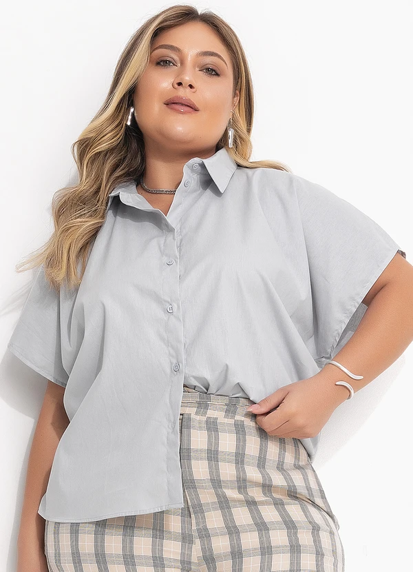 Quintess - Blusa Cinza Claro em Tricoline 5