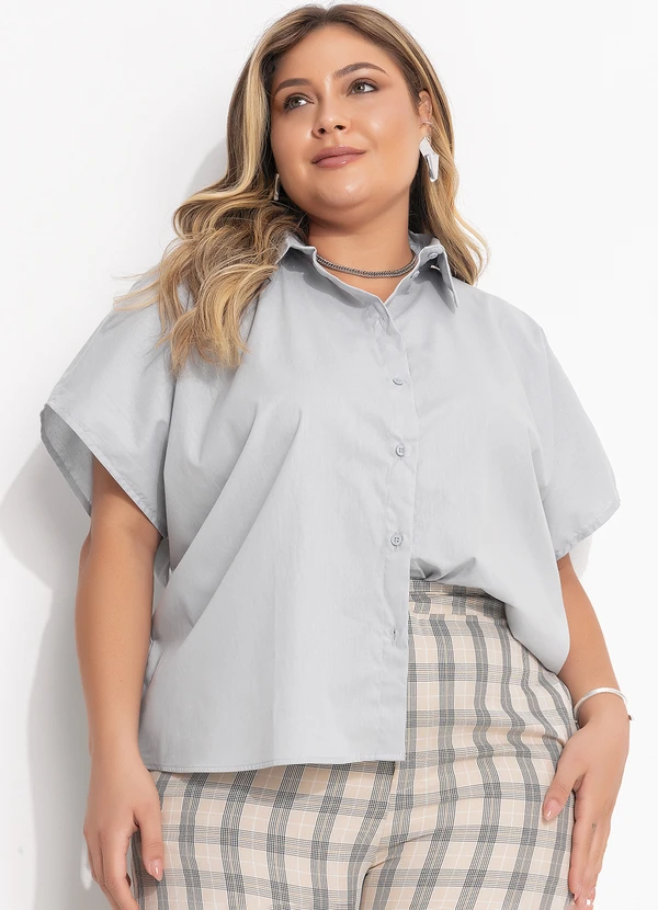 Quintess - Blusa Cinza Claro em Tricoline 9