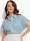 Quintess - Blusa Off White em Tricoline - variação: Cinza Claro