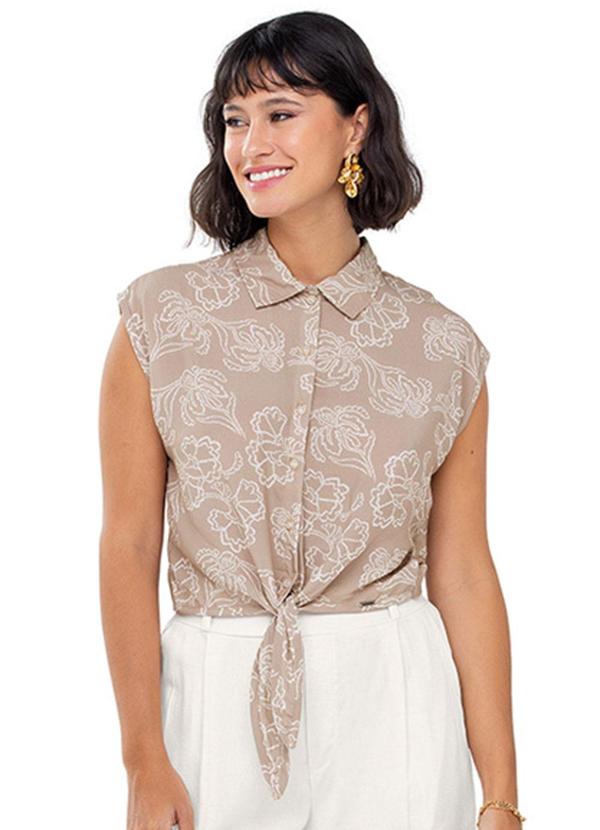 Rezzato - Blusa Estampada com Amarração Adulto Bege 1