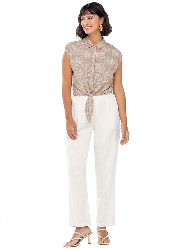 Rezzato - Blusa Estampada com Amarração Adulto Bege 2
