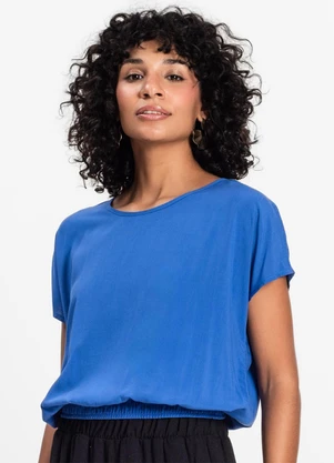 Infinita Cor - Blusa Feminina Manga Curta Azul - INFINITA COR