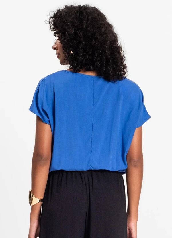 Infinita Cor - Blusa Feminina Manga Curta Azul 2