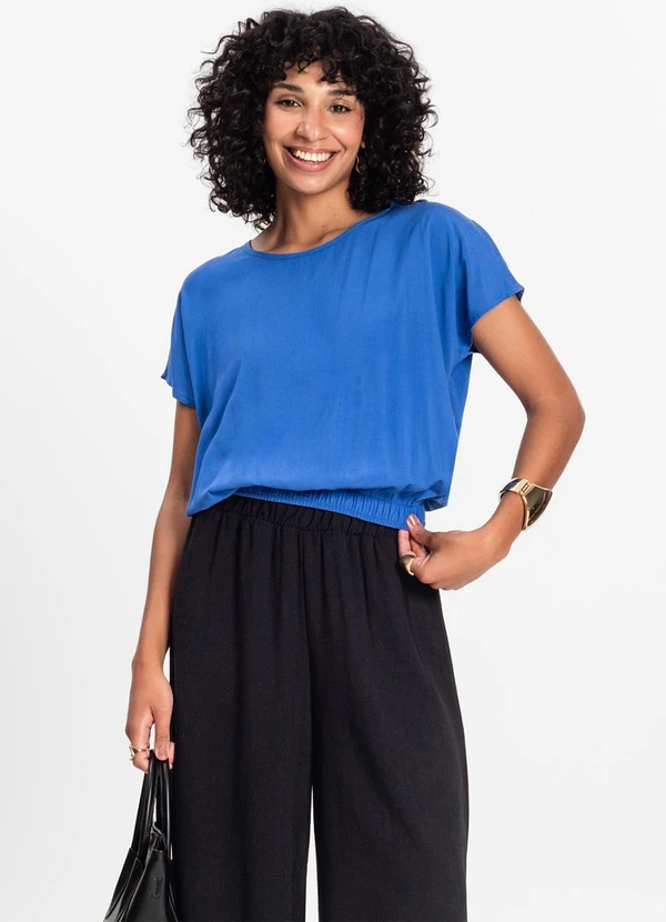 Infinita Cor - Blusa Feminina Manga Curta Azul 3