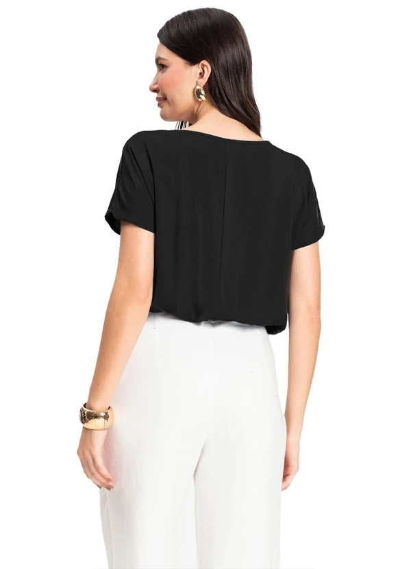Infinita Cor - Blusa Feminina Manga Curta Preto 2