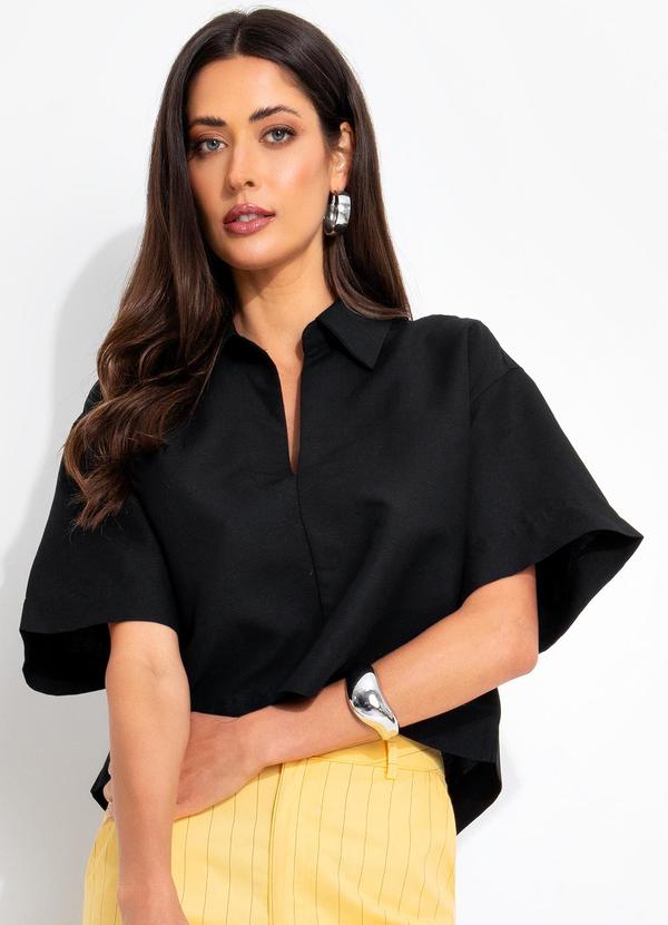 Colcci - Blusa Linho Preto