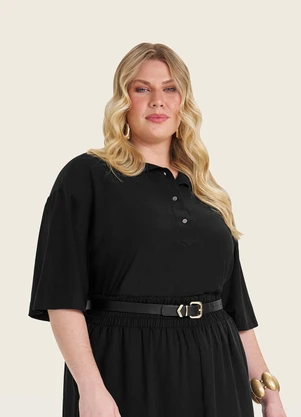 Secret Glam - Blusa Manga Curta Plus Size Preto - SECRET GLAM