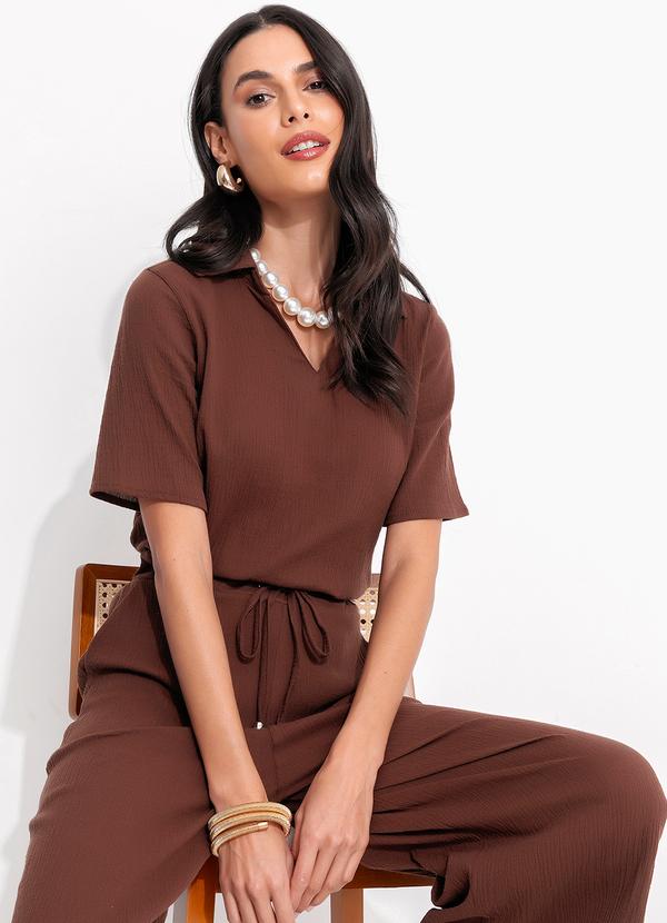 Quintess - Blusa Marrom em Gaze de Algodão 10