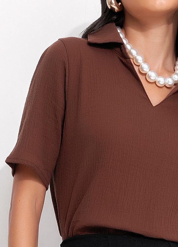 Quintess - Blusa Marrom em Gaze de Algodão 11