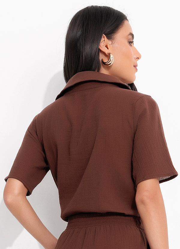 Quintess - Blusa Marrom em Gaze de Algodão 2