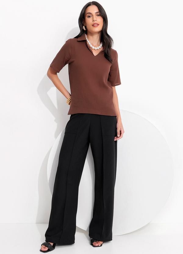 Quintess - Blusa Marrom em Gaze de Algodão 7