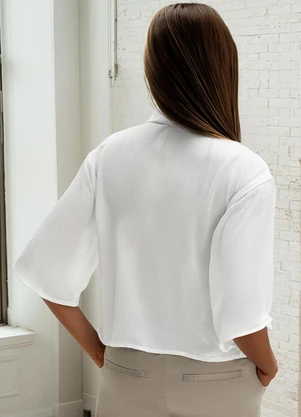bonprix - Blusa Off White em Crepe Plano - BONPRIX