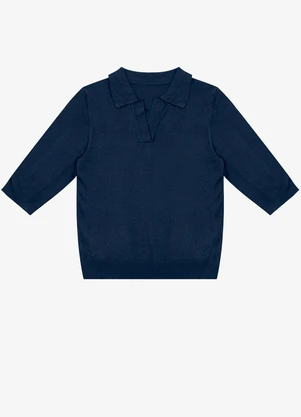 Select - Blusa Polo Feminina Tricot Azul - SELECT