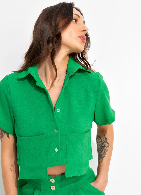 Bimini - Blusa Verde em Alfaiataria 8