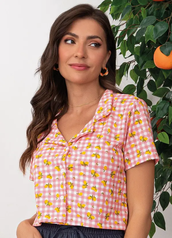 Moda Pop - Blusa Vichy Cítrico em Malha