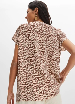bonprix - Blusa Zebra Marrom em Microfibra - BONPRIX
