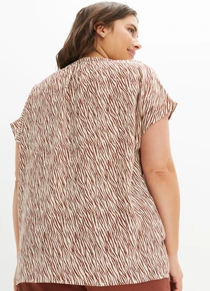 bonprix - Blusa Zebra Marrom em Microfibra - BONPRIX