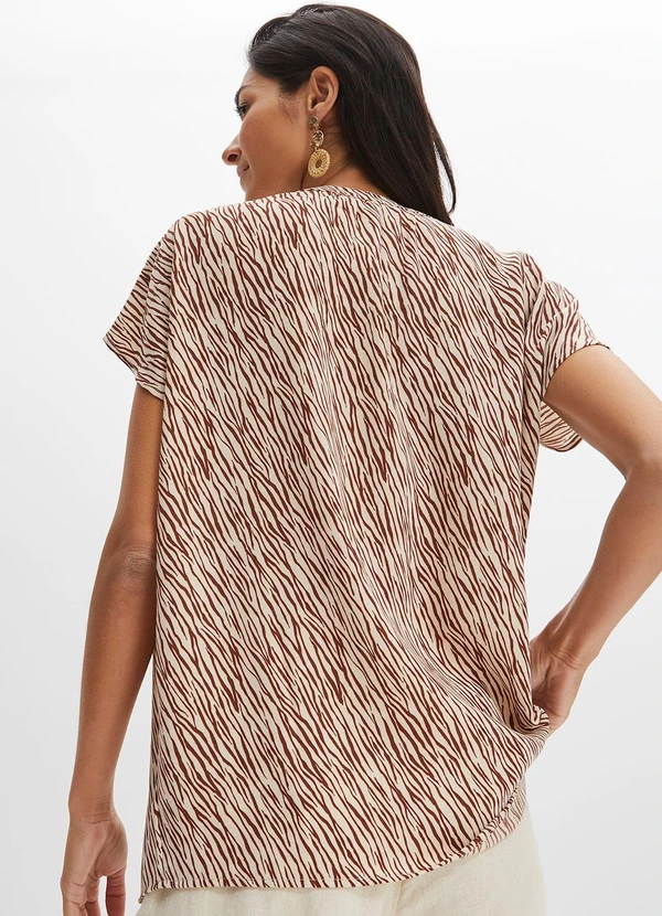 bonprix - Blusa Zebra Marrom em Microfibra 2