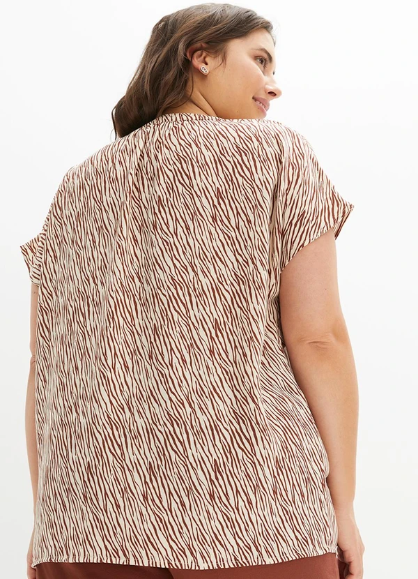 bonprix - Blusa Zebra Marrom em Microfibra 9