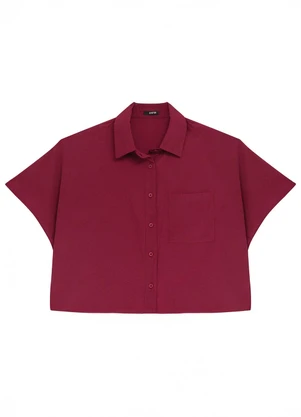 Enfim - Camisa Ampla em Crepe Bordô - ENFIM