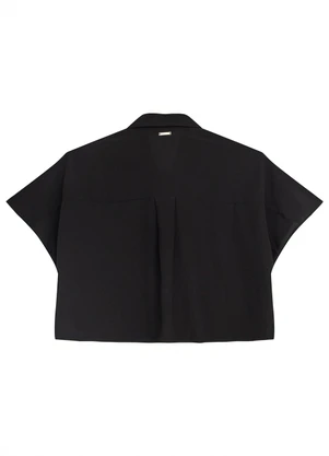 Enfim - Camisa Ampla em Crepe Preto - ENFIM