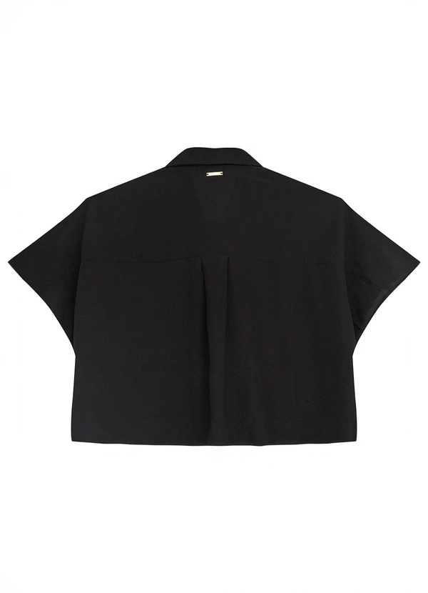Camisa Ampla Em Crepe Preto - ENFIM