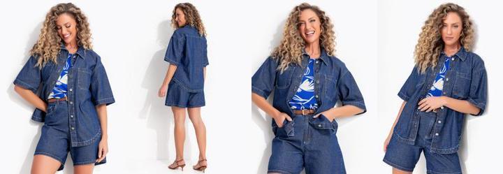 Camisa Azul Escuro em Jeans