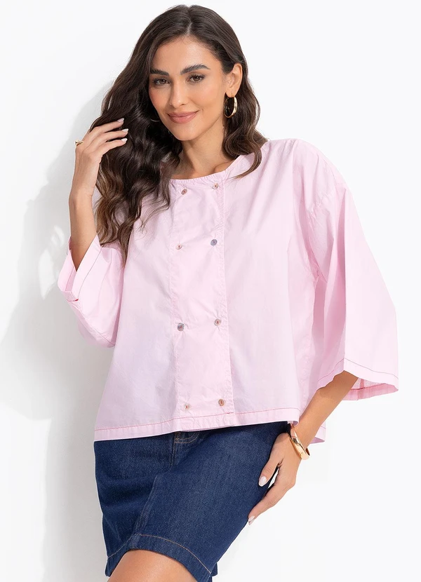 Cantão - Camisa Botões Tricoline Rosa