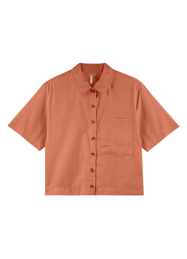 Rezzato - Camisa com Bolso Frontal Adulto Feminino Marrom