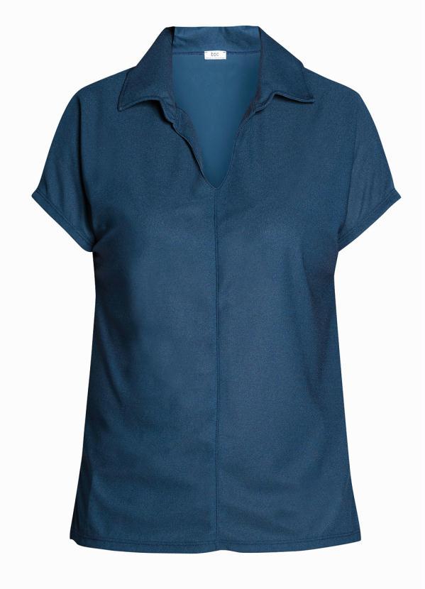 Queima Estoque - Camisa com Gola Social Azul Marinho 5