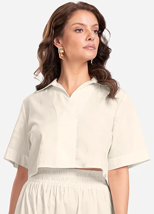 Endless - Camisa Cropped Bege - ENDLESS