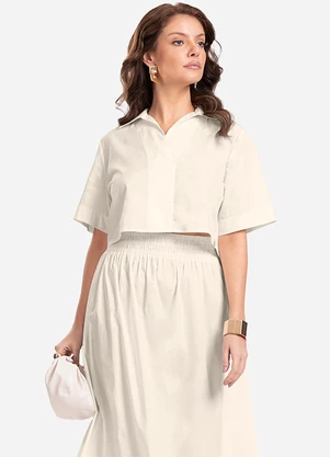 Endless - Camisa Cropped Bege - ENDLESS