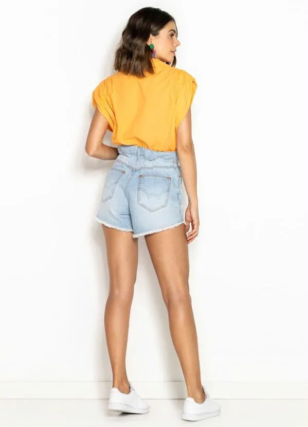 Colcci - Camisa Cropped de Tricoline Laranja 4