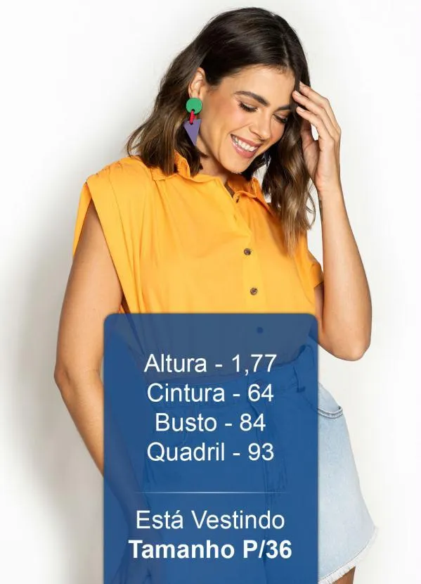 Colcci - Camisa Cropped de Tricoline Laranja 5